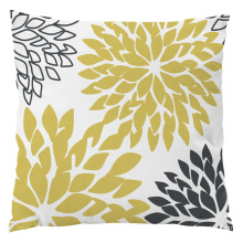 Modern classic Pillow Covers Yellow Grey falling leaves Decorative Throw Pillow Cases Set of 4 geometric flocks pillowcase Home